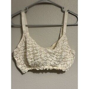Olga Bralette Womens Size 36D Beige Lace Floral Full Full Coverage Breathable